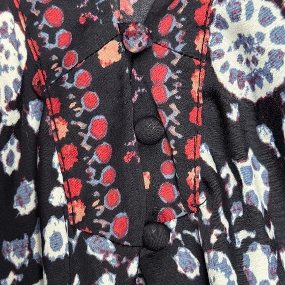 FREE PEOPLE FLORAL BOHO COTTAGECORE BLOUSE ROMANTIC HIPPIE FLOWER CHILD SMALL - Picture 6 of 9